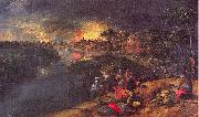 Mossa, Gustave Adolphe Scene of War and Fire oil on canvas